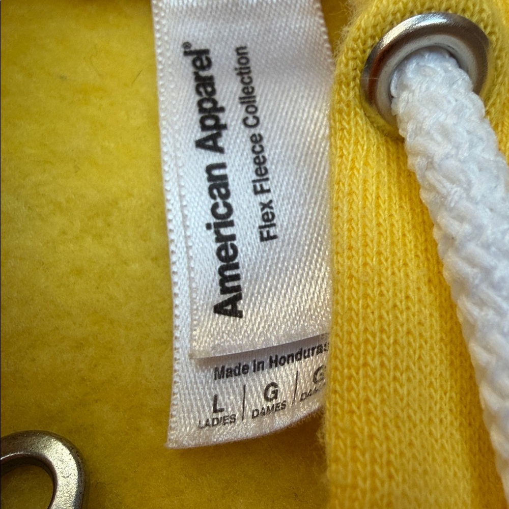 American Apparel Women’s Zip-Up Hoodie in Yellow & Pink CROPPED - Picture 3 of 5